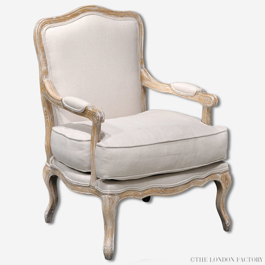 Edmonton Armchair | French Carved Chair | Shabby Chic Occasional Seat | The London Factory