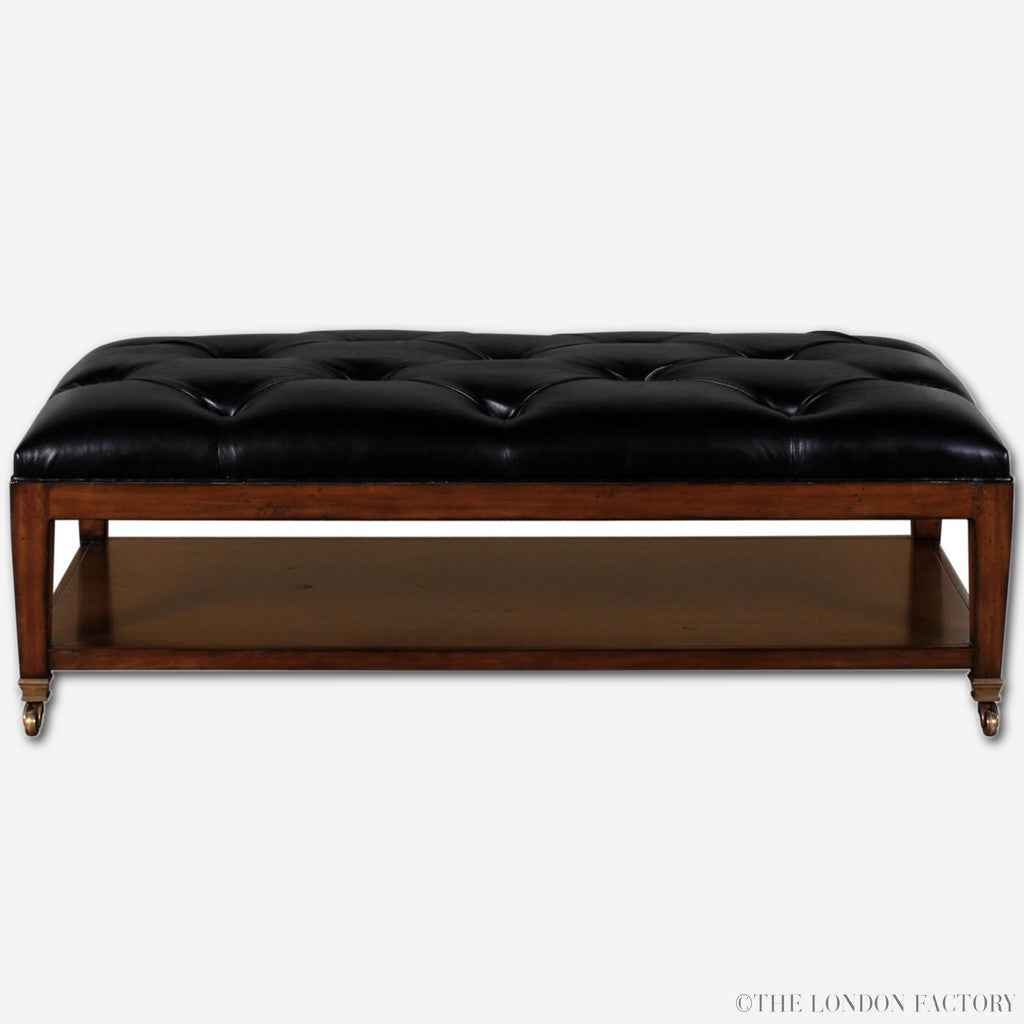 Douglas Tufted Leather Ottoman with Casters